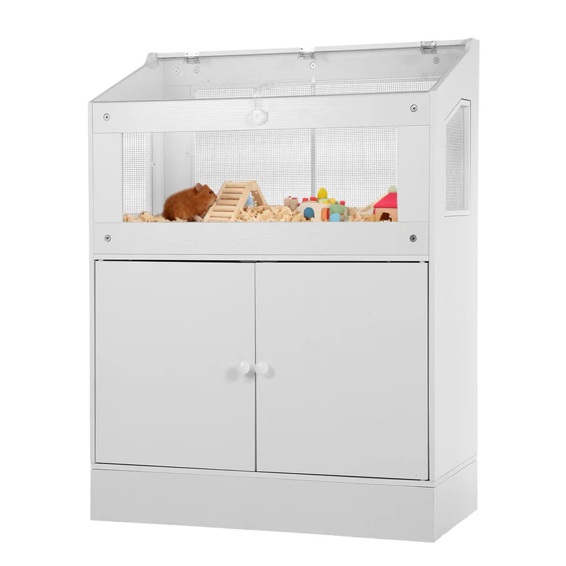 Garvee Clear Hamster Cage with Storage Cabinet Acrylic Panels Ventilated Small Animal Enclosure for Hamsters Hedgehogs and Small Pets 80x40x108 cm