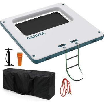 Garvee 3 x 3 m Heavy Duty Inflatable Water Hammock Floating Dock Platform Square Mesh Centre Raft for Lake and River