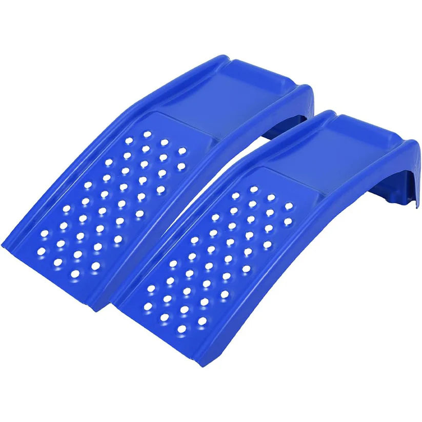 Garvee 8000 lbs 3629 kg Capacity Solid Steel Car Ramps Pair 8 Inch Lift Heavy Duty Vehicle Maintenance Ramps for Oil Change and Repair Blue