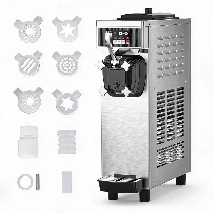 Garvee 1100W Commercial Soft Serve Ice Cream Machine Compact 22L/h High Yield, 7L Hopper, Pre-Cooling (UK 3-Pin Plug, 220V)
