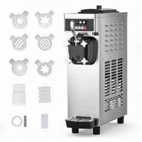 Garvee 1100W Commercial Soft Serve Ice Cream Machine Compact 22L/h High Yield, 7L Hopper, Pre-Cooling (UK 3-Pin Plug, 220V)