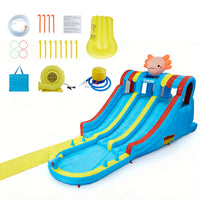 Garvee 8-in-1 Inflatable Water Slide Park, Hexagonal Dragon Kids Bounce House with 550W Blower, UK Plug