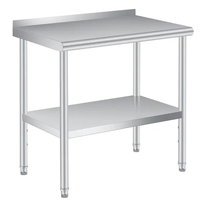 Garvee Silver Stainless Steel Commercial Catering Prep Table 91.4 x 61 x 88.9 cm Heavy Duty Work Table with Adjustable Under Shelf for Kitchen and Garage