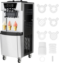 Garvee 2200W Commercial Soft Serve Ice Cream Machine | 30L/h High Yield, 3-Flavor Twist, Overnight Pre-Cooling (UK 3-Pin Plug)