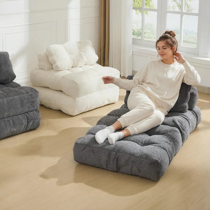 Garvee 3-in-1 Folding Convertible Sofa Bed with Pillow, Portable Sleeper Chair for Living Room Bedroom, Grey Single, Space-Saving, Comfortable, No Assembly