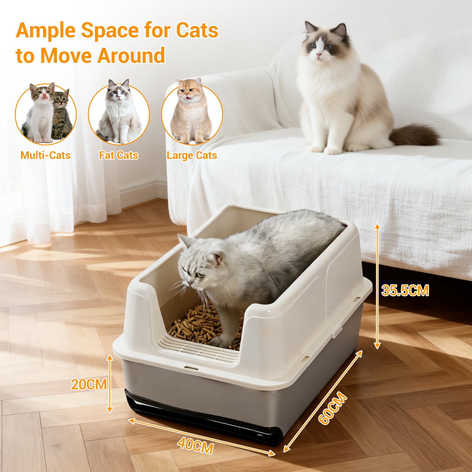 Garvee Stainless Steel Cat Litter Box,Easy to Clean and Odour-Resistant Cat Litter Tray