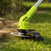 Garvee 20V Cordless Grass Strimmer with Wheels & Battery, 3-in-1 Electric Lawn Trimmer & Edger, Lightweight Telescopic Strimmer with Metal & Plastic Blades for Garden Lawn
