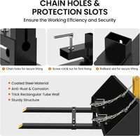 Garvee 109cm Clamp-On Pallet Forks (1100kg) – Heavy Duty Tractor Front Loader Attachment with Adjustable Stabiliser Bar – Quick Attach for Skid Steers