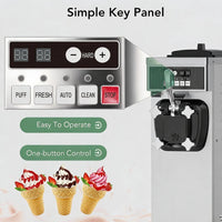 Garvee 1100W Commercial Soft Serve Ice Cream Machine Compact 22L/h High Yield, 7L Hopper, Pre-Cooling (UK 3-Pin Plug, 220V)