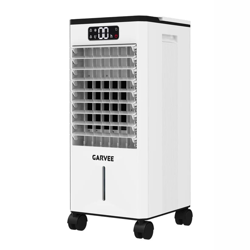 Garvee Evaporative Cooler, 7L (1.54Gal) Portable Air Conditioner Fan with TOUCH SCREEN & Remote Control, 3 Speeds & LED Display, Casters Included, 65W, UK Plug for Bedroom, Office, Home