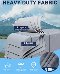 Garvee Heavy-Duty 4-Layer Caravan Cover(20-22ft) – Waterproof & Rip-Stop Breathable Winter Cover – Includes Hitch Cover & Gutter Protectors – Grey