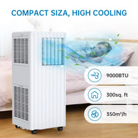 Garvee 9000 BTU 3-in-1 Portable Air Conditioner – Energy Efficient Mobile Air Con Unit with 42L Dehumidifier – Includes Window Kit & UK Plug – For Home & Office
