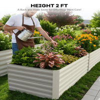 Garvee 180x90x60cm Galvanised Raised Garden Bed – Extra Deep Metal Planter Box for Veg, Herbs & Flowers – Rust-Resistant Beige