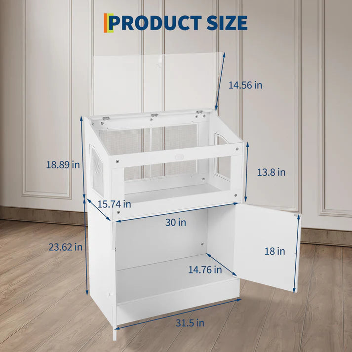 Garvee Clear Hamster Cage with Storage Cabinet Acrylic Panels Ventilated Small Animal Enclosure for Hamsters Hedgehogs and Small Pets 80x40x108 cm