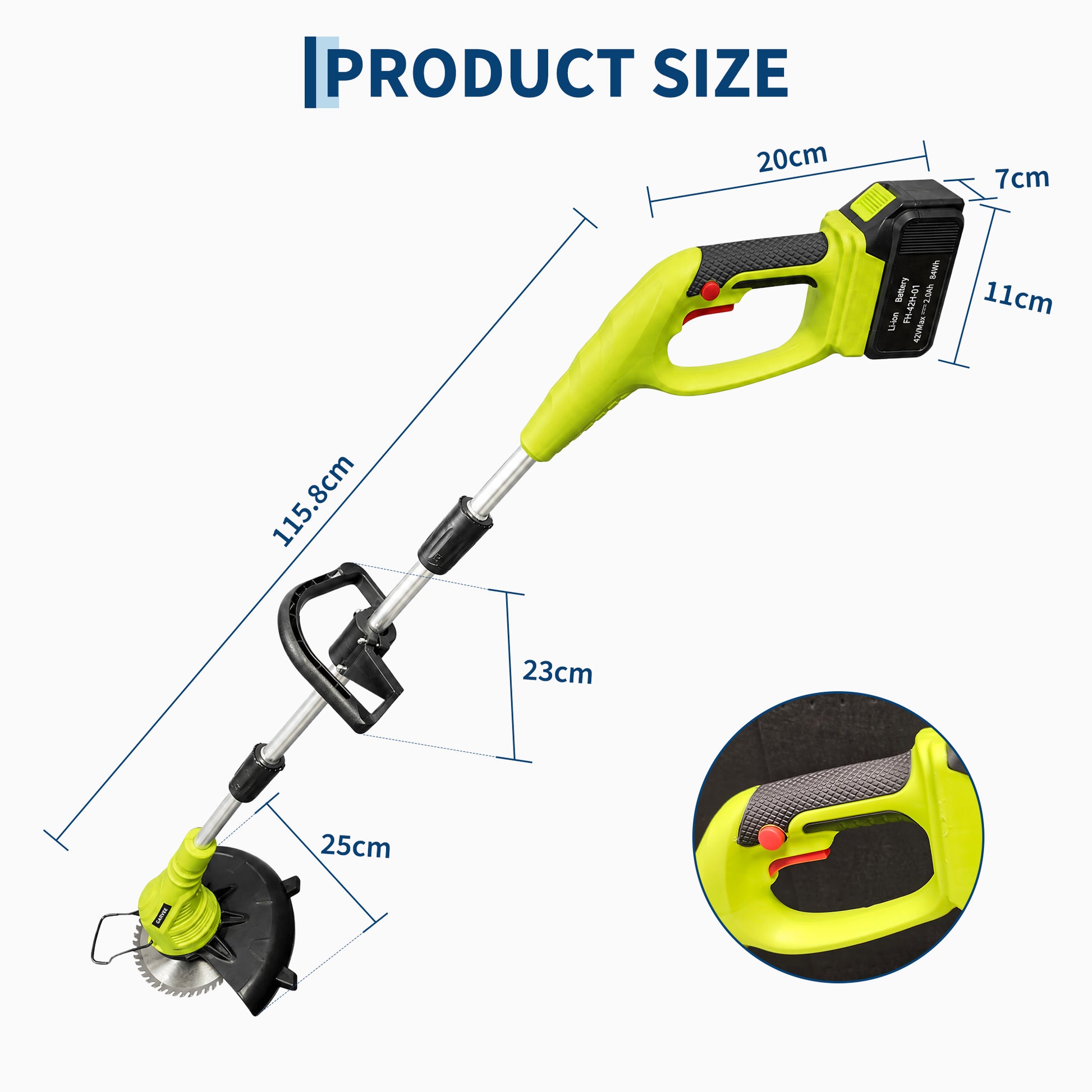 Garvee 20V Cordless Grass Strimmer with Wheels & Battery, 3-in-1 Electric Lawn Trimmer & Edger, Lightweight Telescopic Strimmer with Metal & Plastic Blades for Garden Lawn