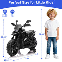 Garvee Electric Ride-On Motorcycle for Kids – 6V Battery Powered Motorbike with Training Wheels, Headlight, wireless Music, 2-5 MPH, Ideal Gift for Boys & Girls Age 3+, Black