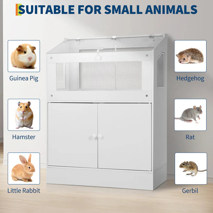 Garvee Clear Hamster Cage with Storage Cabinet Acrylic Panels Ventilated Small Animal Enclosure for Hamsters Hedgehogs and Small Pets 80x40x108 cm