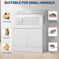 Garvee Clear Hamster Cage with Storage Cabinet Acrylic Panels Ventilated Small Animal Enclosure for Hamsters Hedgehogs and Small Pets 80x40x108 cm