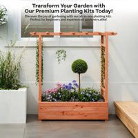 Garvee 196x44x182 cm Raised Garden Bed With Trellis, Wood Planter Box, Freestanding Elevated Garden Bed For Climbing Plants, Vines, Flowers, Natural Wood Color