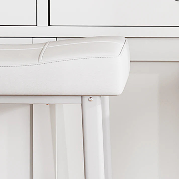Garvee Set of 4 White Bar Stools – 61cm Counter Height Breakfast Bar Stools – Upholstered Padded Saddle Seat for Kitchen Island – Easy Assembly