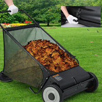 Garvee Push Lawn Sweeper 21-Inch Width Enhanced 4-Brush System Heavy Duty Steel Frame Black for Yard and Garden Cleanup