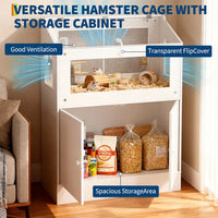 Garvee Clear Hamster Cage with Storage Cabinet Acrylic Panels Ventilated Small Animal Enclosure for Hamsters Hedgehogs and Small Pets 80x40x108 cm