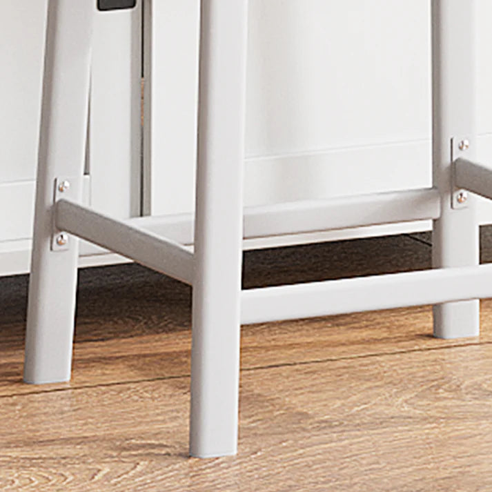 Garvee Set of 4 White Bar Stools – 61cm Counter Height Breakfast Bar Stools – Upholstered Padded Saddle Seat for Kitchen Island – Easy Assembly