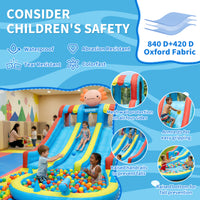 Garvee 8-in-1 Inflatable Water Slide Park, Hexagonal Dragon Kids Bounce House with 550W Blower, UK Plug