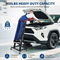 GARVEE Heavy Duty Topside Engine Creeper 181kg Capacity Foldable Height Adjustable 122-168cm Padded Deck Mechanics Creeper with Castors Garage,Black