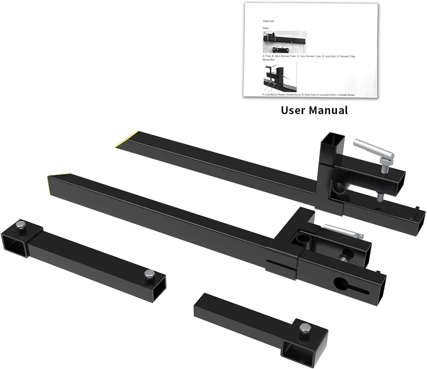 Garvee 109cm Clamp-On Pallet Forks (1100kg) – Heavy Duty Tractor Front Loader Attachment with Adjustable Stabiliser Bar – Quick Attach for Skid Steers