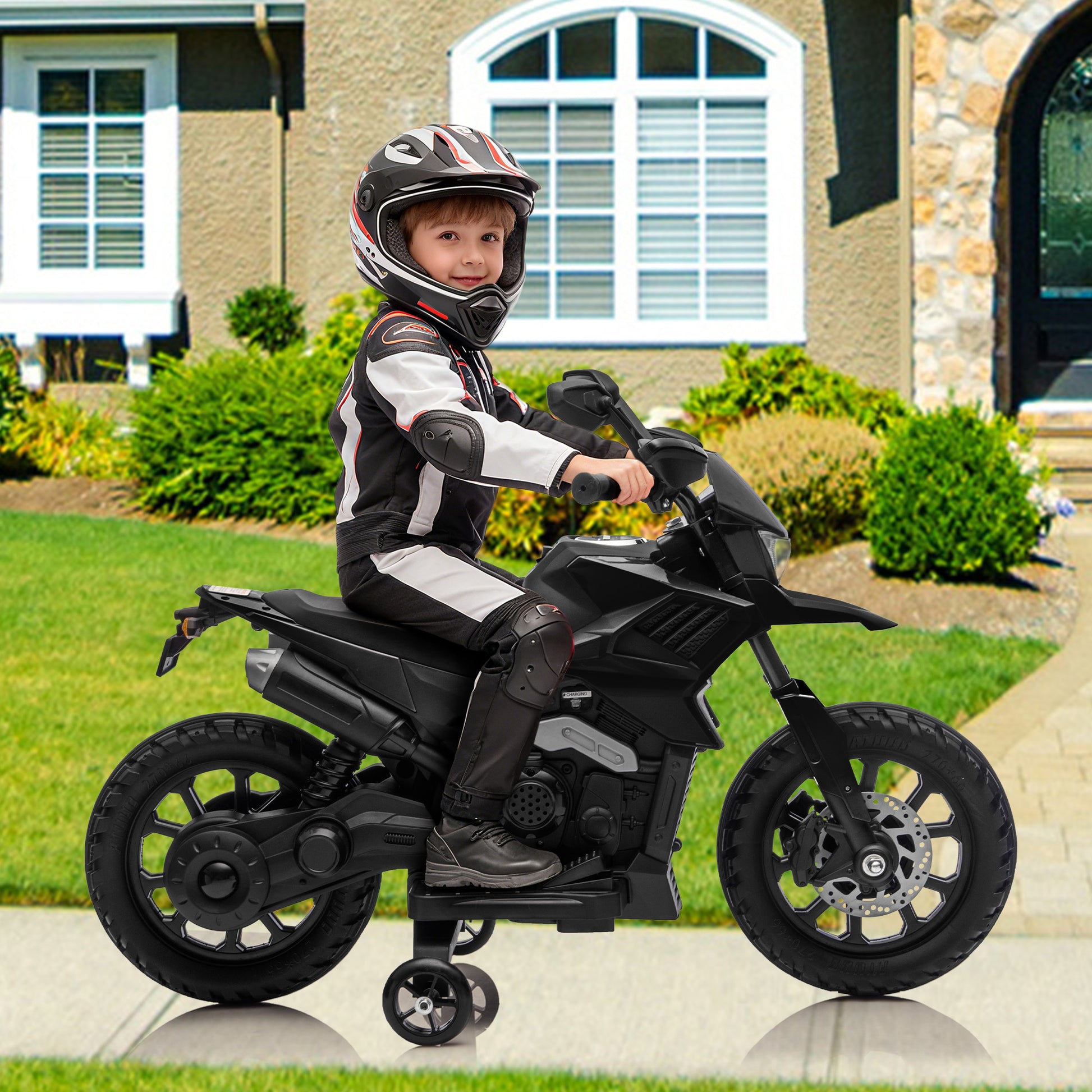 Garvee Electric Ride-On Motorcycle for Kids – 6V Battery Powered Motorbike with Training Wheels, Headlight, wireless Music, 2-5 MPH, Ideal Gift for Boys & Girls Age 3+, Black