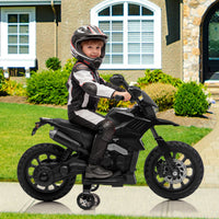 Garvee Electric Ride-On Motorcycle for Kids – 6V Battery Powered Motorbike with Training Wheels, Headlight, wireless Music, 2-5 MPH, Ideal Gift for Boys & Girls Age 3+, Black