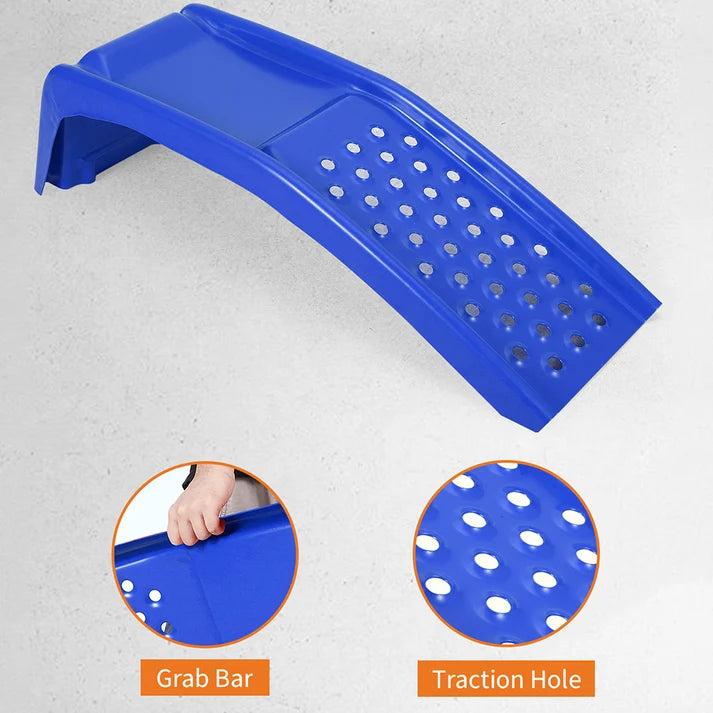 Garvee 8000 lbs 3629 kg Capacity Solid Steel Car Ramps Pair 8 Inch Lift Heavy Duty Vehicle Maintenance Ramps for Oil Change and Repair Blue