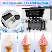 Garvee 2200W Commercial Soft Serve Ice Cream Machine | 30L/h High Yield, 3-Flavor Twist, Overnight Pre-Cooling (UK 3-Pin Plug)
