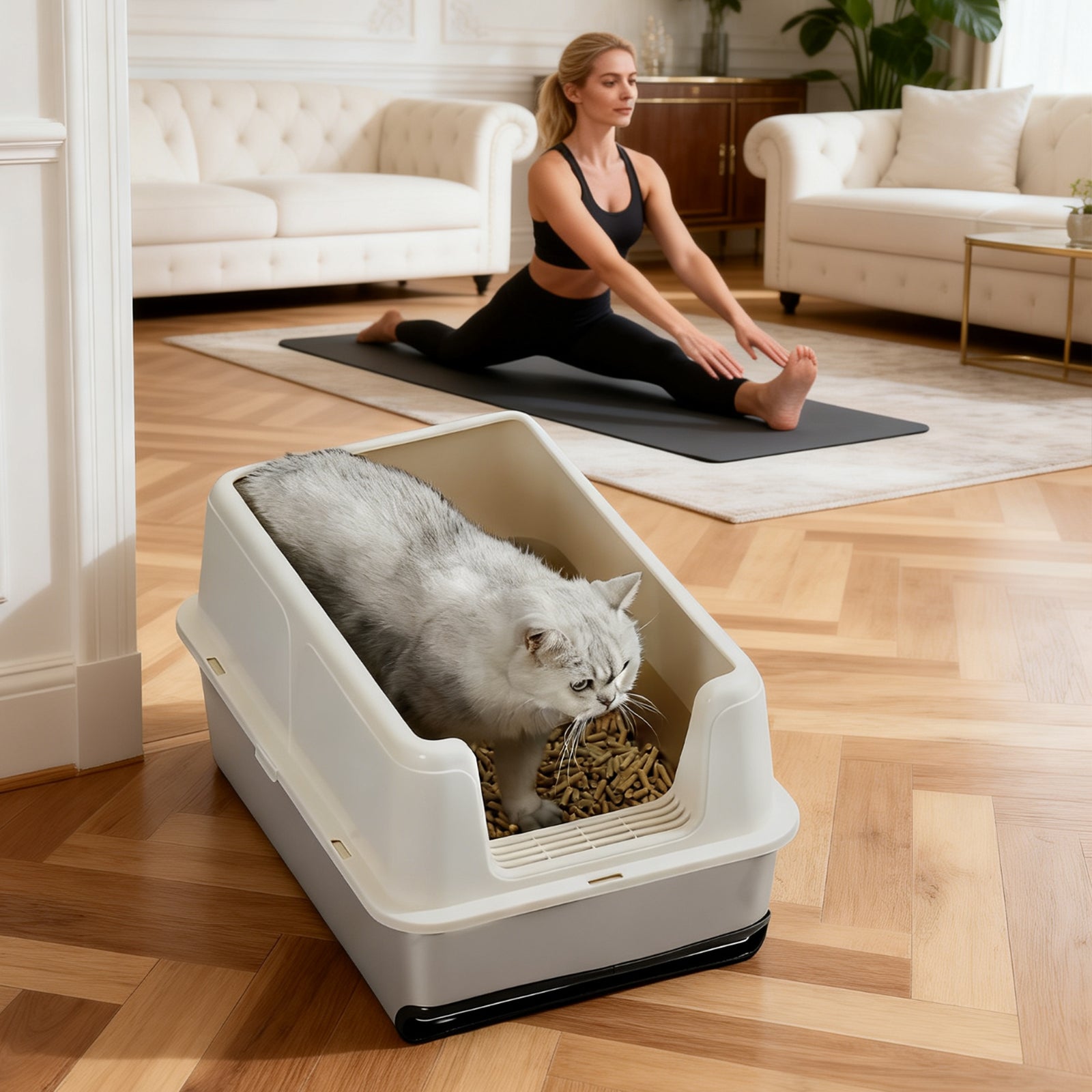 Garvee Stainless Steel Cat Litter Box,Easy to Clean and Odour-Resistant Cat Litter Tray