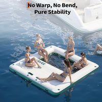 Garvee 3 x 3 m Heavy Duty Inflatable Water Hammock Floating Dock Platform Square Mesh Centre Raft for Lake and River