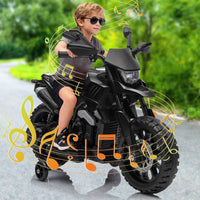 Garvee Electric Ride-On Motorcycle for Kids – 6V Battery Powered Motorbike with Training Wheels, Headlight, wireless Music, 2-5 MPH, Ideal Gift for Boys & Girls Age 3+, Black