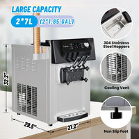 GARVEE 2200W Commercial Soft Serve Ice Cream Machine 3 Flavour 20-28L/h LCD Touch Screen Auto Cleaning Maker for Cafe Restaurant Bar