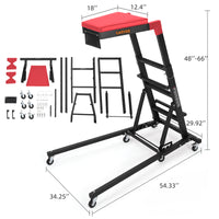 GARVEE Heavy Duty Topside Engine Creeper 181kg Capacity Foldable Height Adjustable 122-168cm Padded Deck Mechanics Creeper with Castors Garage,Black