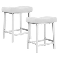 Garvee Set of 4 White Bar Stools – 61cm Counter Height Breakfast Bar Stools – Upholstered Padded Saddle Seat for Kitchen Island – Easy Assembly