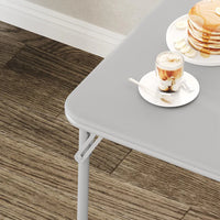 Garvee Grey Portable Square Folding Card Table 85.3 cm (33.6 in) with Soft PU Leather Cushion Top for Dining Living Room and Camping