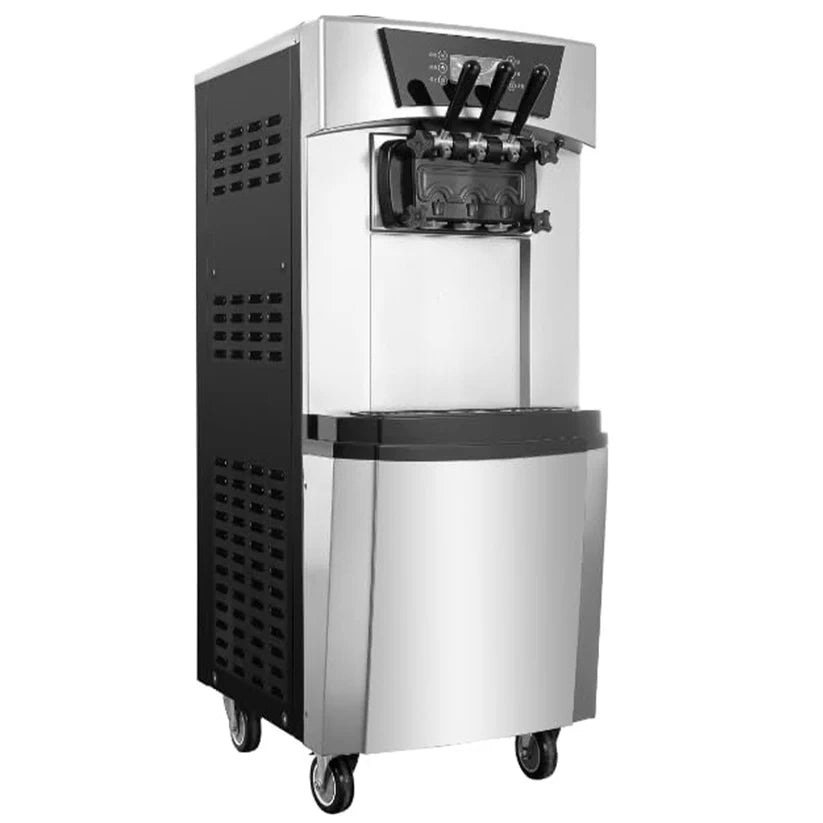 Garvee 2200W Commercial Soft Serve Ice Cream Machine | 30L/h High Yield, 3-Flavor Twist, Overnight Pre-Cooling (UK 3-Pin Plug)