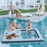 Garvee 3 x 3 m Heavy Duty Inflatable Water Hammock Floating Dock Platform Square Mesh Centre Raft for Lake and River