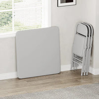 Garvee Grey Portable Square Folding Card Table 85.3 cm (33.6 in) with Soft PU Leather Cushion Top for Dining Living Room and Camping