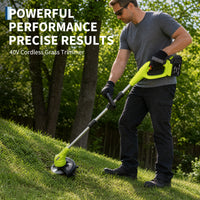 Garvee 20V Cordless Grass Strimmer with Wheels & Battery, 3-in-1 Electric Lawn Trimmer & Edger, Lightweight Telescopic Strimmer with Metal & Plastic Blades for Garden Lawn