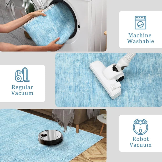 Garvee 200x290cm Modern Neutral Solid Colour Machine Washable Rug Hardwearing Carpet for Living Room Bedroom and Dining Area