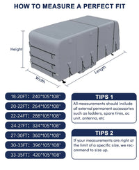 Garvee Heavy-Duty 4-Layer Caravan Cover(27-30ft) – Waterproof & Rip-Stop Breathable Winter Cover – Includes Hitch Cover & Gutter Protectors – Grey