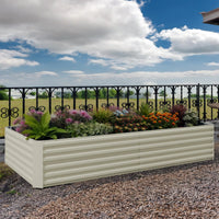 Garvee 180x90x60cm Galvanised Raised Garden Bed – Extra Deep Metal Planter Box for Veg, Herbs & Flowers – Rust-Resistant Beige