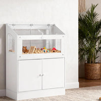 Garvee Clear Hamster Cage with Storage Cabinet Acrylic Panels Ventilated Small Animal Enclosure for Hamsters Hedgehogs and Small Pets 80x40x108 cm