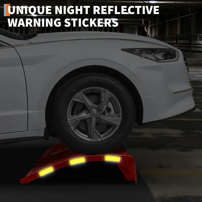 Garvee Red Set of 2 Heavy Duty Car Ramps 88.9 cm with Night Safety Reflective Strips for Home Garage and Workshop